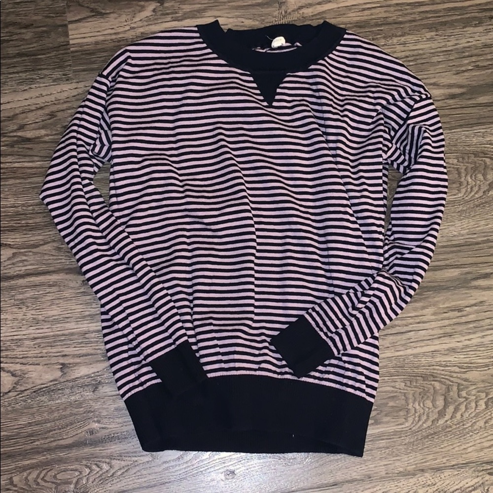 J.Crew Sz Med Navy and Purple Striped Sweater
